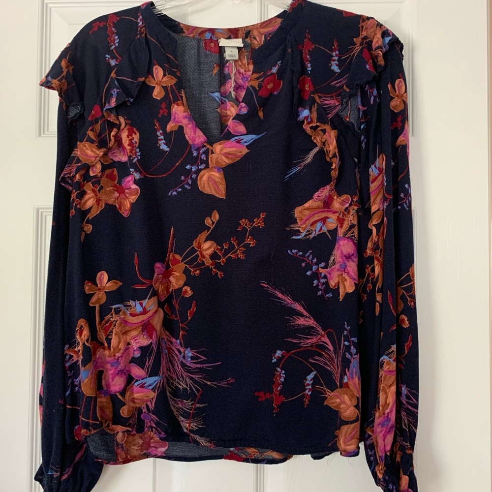 Large Floral Navy shirt